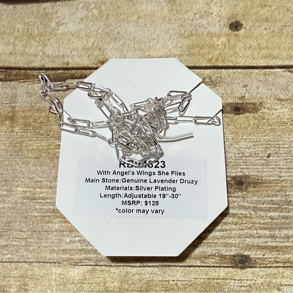 Dripping in Druzy Necklace - Silver and Purple by Bomb Party - Picture 3 of 4